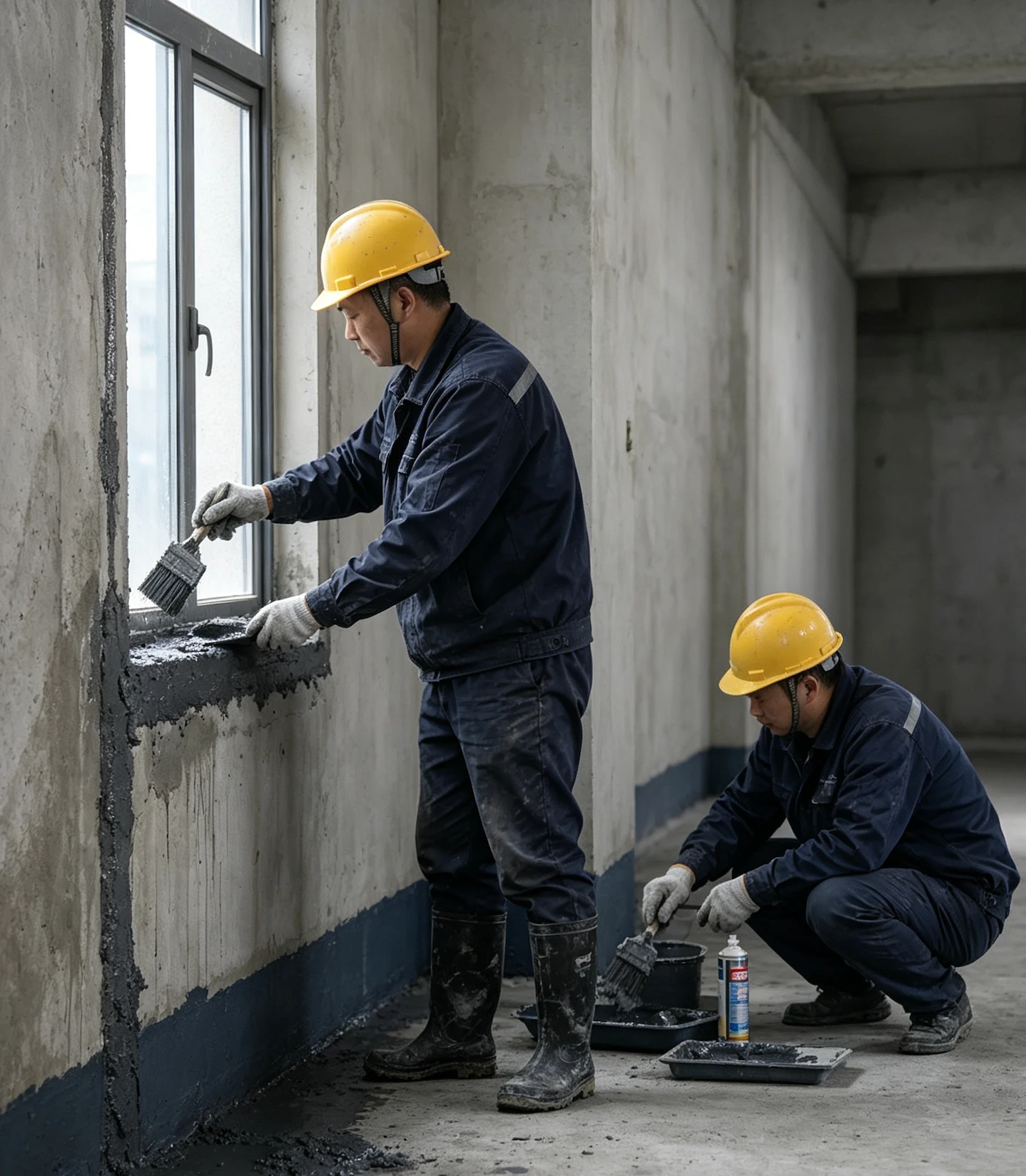 外墙及窗边防水修复施工效果示意